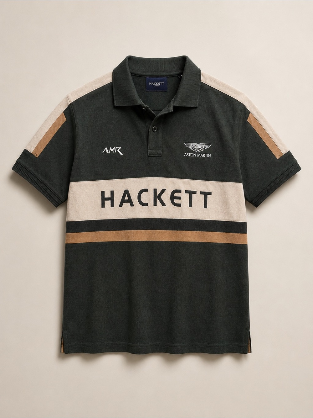 Hackett Aston Martin Black & Beige Racing Polo